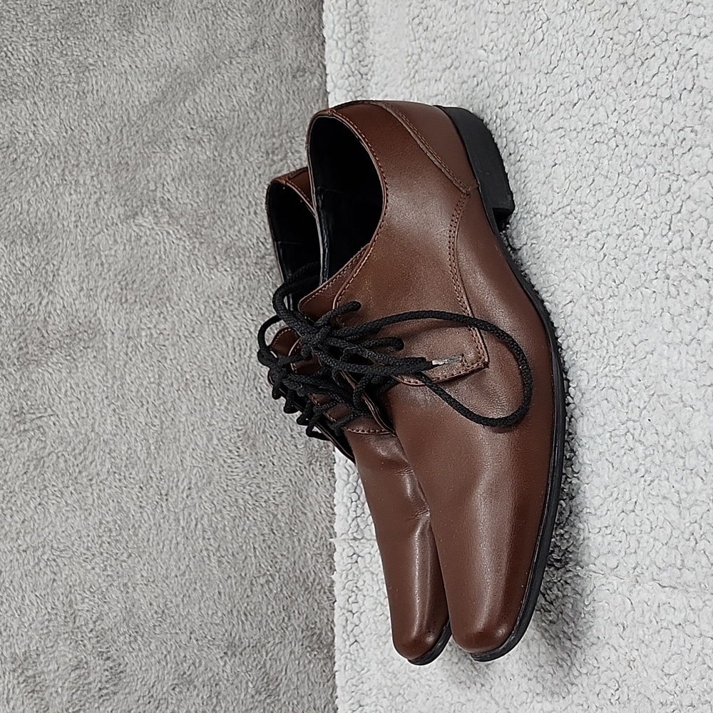 Calvin Klein Men's 9.5 Brodie Brown Dress Shoe Square Toe Oxford